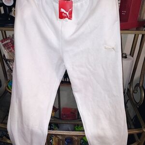 Puma White Embroidered Logo Joggers Xlg